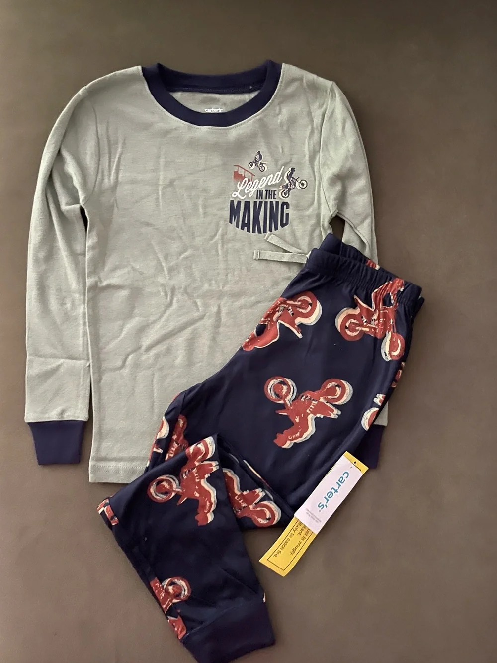 NWT Carter's Gray & Navy 'Legend in the Making' Motorcycle Pajama Set